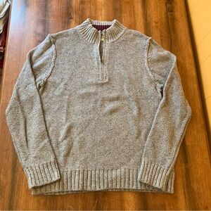 7 Diamonds XL Gray 1/4 Zip Up Neck Sweater Chunky Knit Detailed Seams Tweed soft